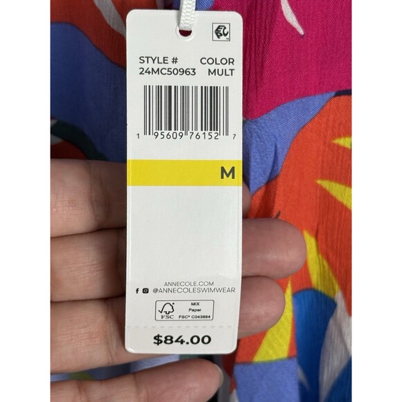 Anne Cole Floral Bell Sleeve Cover Up Tunic Dress Sz Medium New - Picture 7 of 8